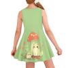ZPINXIGN Kids Cute Clothes Cat Mushroom Dress for Girls 9-10 Summer Sleeveless Swing Dresses Kawaii Cat Outfits School Party Costume fot Toddler,Green view 2