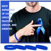 Bucherry 100 Pcs Child Abuse Awareness Colon Cancer Bracelets Bulk Blue Ribbon Awareness Bracelets Rubber Wristband Embossed Silicone Bracelet for Public Party Favors Girls Boys Child view 4