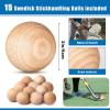 Shappy 15 Pcs Wood Swedish Stickhandling Balls 2 Inch Diameter Hardwood No Bounce Floorball Street Hockey Balls Hockey Accessories Training Equipment for Floor Dribbling Skills Dekes Handling Drills view 2
