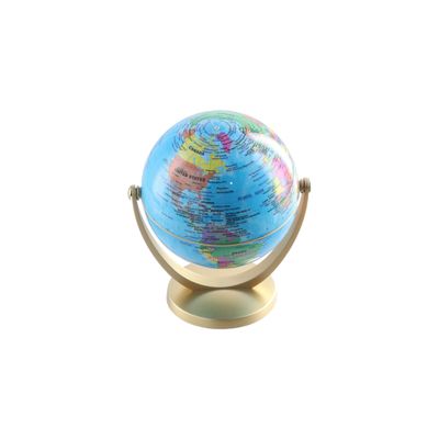 Leadigol 12cm World Globe with Stand, World Globe with Round base,360 Horizontal Rotation World Map with Clear Text Markings,Political Map Classroom Learning,Blue