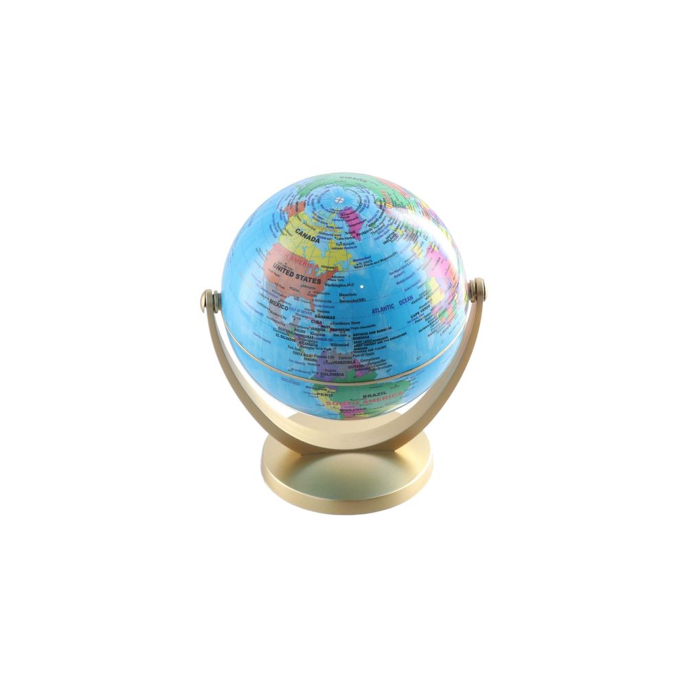 Leadigol 12cm World Globe with Stand, World Globe with Round base,360 Horizontal Rotation World Map with Clear Text Markings,Political Map Classroom Learning,Blue