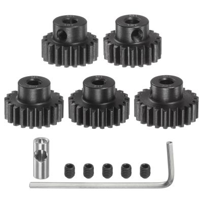 uxcell M1 Mod1 Pinion Gear Set 5mm Shaft 18T 19T 20T 21T 22T Motor Gears Hardened Steel Pinion Gear with 3.17mm Coupler for RC Car (5pcs)