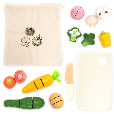 UMU Cutting Vegetable Set - Wooden Play Food Kitchen Accessory, Multi - Pretend Play Accessories, Wooden Cutting Fruit Toys for Toddlers and Kids Ages 3+