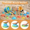 Sloosh Beach Sand Toys Set - Dump Truck Car Toy with Sand Molds for Toddlers Outdoor Play, Collapsible Foldable Buckets Mesh Bag Shovels Castle Animal Mold Sets, Kids Ages Sandbox Toys (Animals) view 4