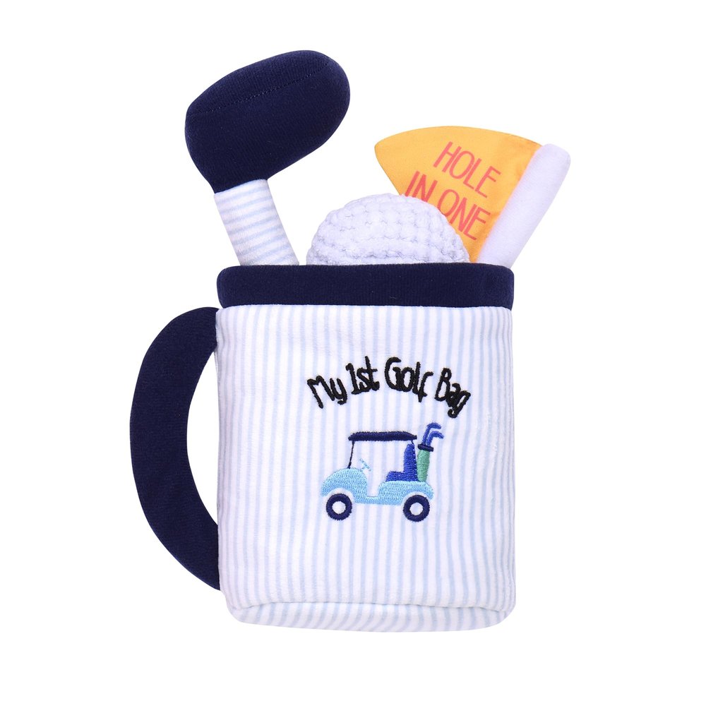 4 Piece Plush My First Golf Play Set with Sensory Toys for Baby, Blue Stripe, 9 inch