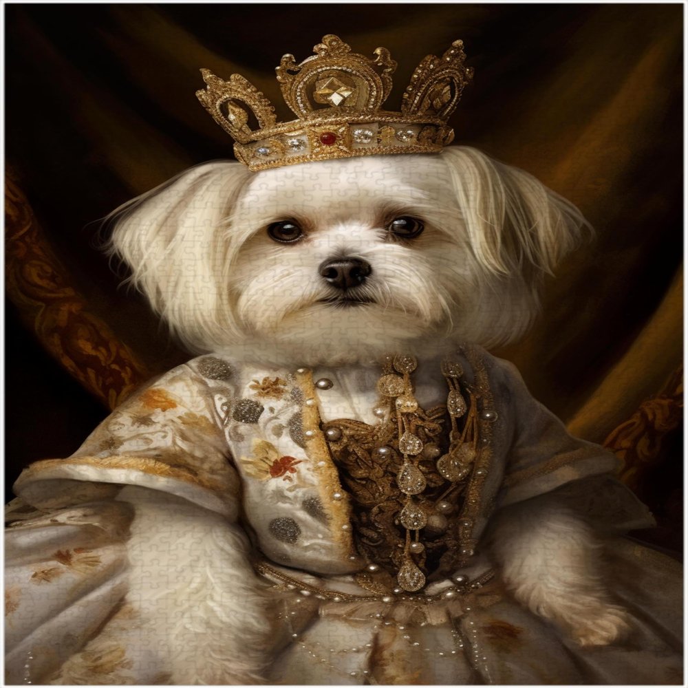 Havanese Royal Princess Jigsaw Puzzle 300/500/1000 Piece - Pet Royal Portrait Gift for Havanese Owner (1000pc (5075cm))