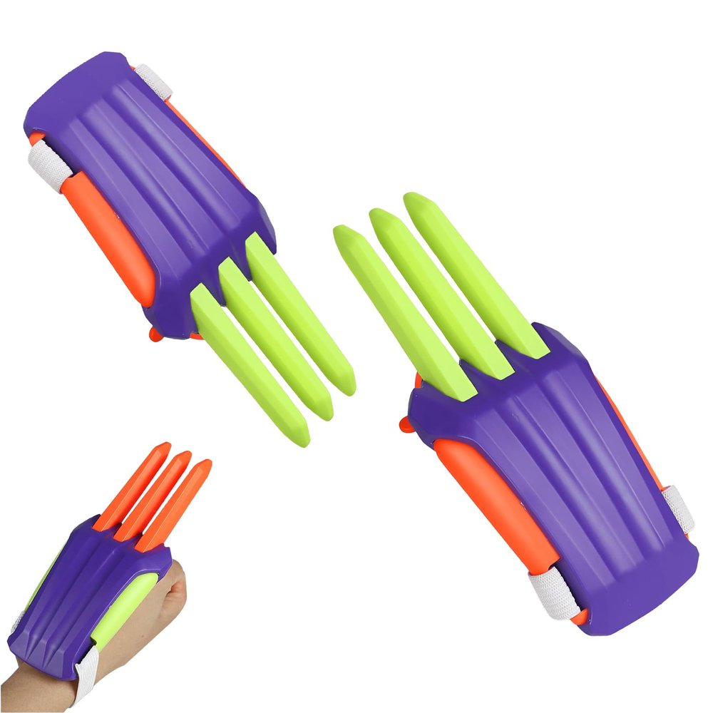 Atlodas Radish Wolf Claw, 3D Printing Radish Wolf, Plastic Claws Toy Knife Retractable, Gift For Kids (green, 2pcs)