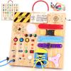 23-in-1 Montessori Busy Board with LED Lights Educational Wooden Activity Toy for Toddlers Ages 1-3, Travel Sensory Board with Switches Locks Music Box Fine Motor Skills Learning Toy for Boys Girls view 1