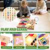 23-in-1 Montessori Busy Board with LED Lights Educational Wooden Activity Toy for Toddlers Ages 1-3, Travel Sensory Board with Switches Locks Music Box Fine Motor Skills Learning Toy for Boys Girls view 3