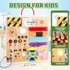 23-in-1 Montessori Busy Board with LED Lights Educational Wooden Activity Toy for Toddlers Ages 1-3, Travel Sensory Board with Switches Locks Music Box Fine Motor Skills Learning Toy for Boys Girls view 4