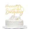 Happy 50th birthday cake Topper,Mirrored Gold Acrylic Durable Cake Topper,50th Birthday Party Cake Decorations,Hello 50th years old, fifty birthday Party Decorations view 1