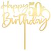 Happy 50th birthday cake Topper,Mirrored Gold Acrylic Durable Cake Topper,50th Birthday Party Cake Decorations,Hello 50th years old, fifty birthday Party Decorations view 2