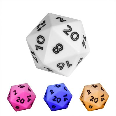 KSNDie 86mm Large D20 Dice DND LED 20 Sided Dice Color Changing, 3-Color Lights, for D&D Role Playing Games (White)