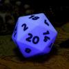 KSNDie 86mm Large D20 Dice DND LED 20 Sided Dice Color Changing, 3-Color Lights, for D&D Role Playing Games (White) view 3