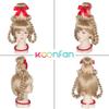 Koonfan Cindy Who Wig for Kids Girls Christmas Long Blonde Braids Hair with Red Bow and Necklace Cosplay Party Wigs view 2