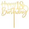 Happy 18th birthday cake Topper,Mirrored Gold Acrylic Durable Cake Topper,18th Birthday Party Cake Decorations,Hello18th years old, Happy eighteen years old, Birthday Party Decorations view 2