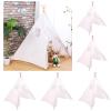 Windyun 6 Pcs Kids Teepee Tent Foldable Washable Indoor Outdoor for Boys Girls Toddler Boho Sleepovers Birthday Pajama Party Spa Supplies(63 Inch,White) view 1