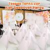 Windyun 6 Pcs Kids Teepee Tent Foldable Washable Indoor Outdoor for Boys Girls Toddler Boho Sleepovers Birthday Pajama Party Spa Supplies(63 Inch,White) view 4