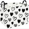 Sanjiaofen Rectangular Kids Baskets,Heart Storage Bins Organizer.Cute Storage Bin with Handles. Kids Basket,Girls Room Decor,Books Basket, Gifts Bins Empty.(Black Heart) view 1
