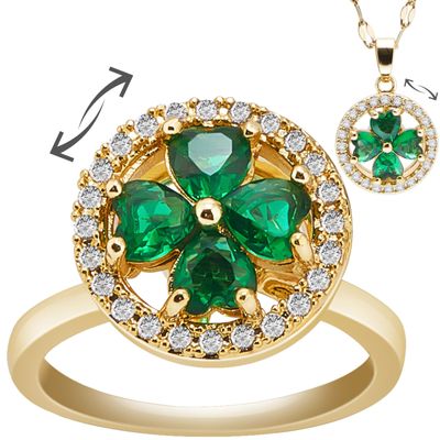 CHEERELAX Fidget Necklace Anxiety Rings for Women Four-Leaf Clover Fidget Rings, Gold Color Worry Ring for Anxiety, Stainless Steel Fidgets Jewelry, Adult Fidgets for Anxiety and Stress