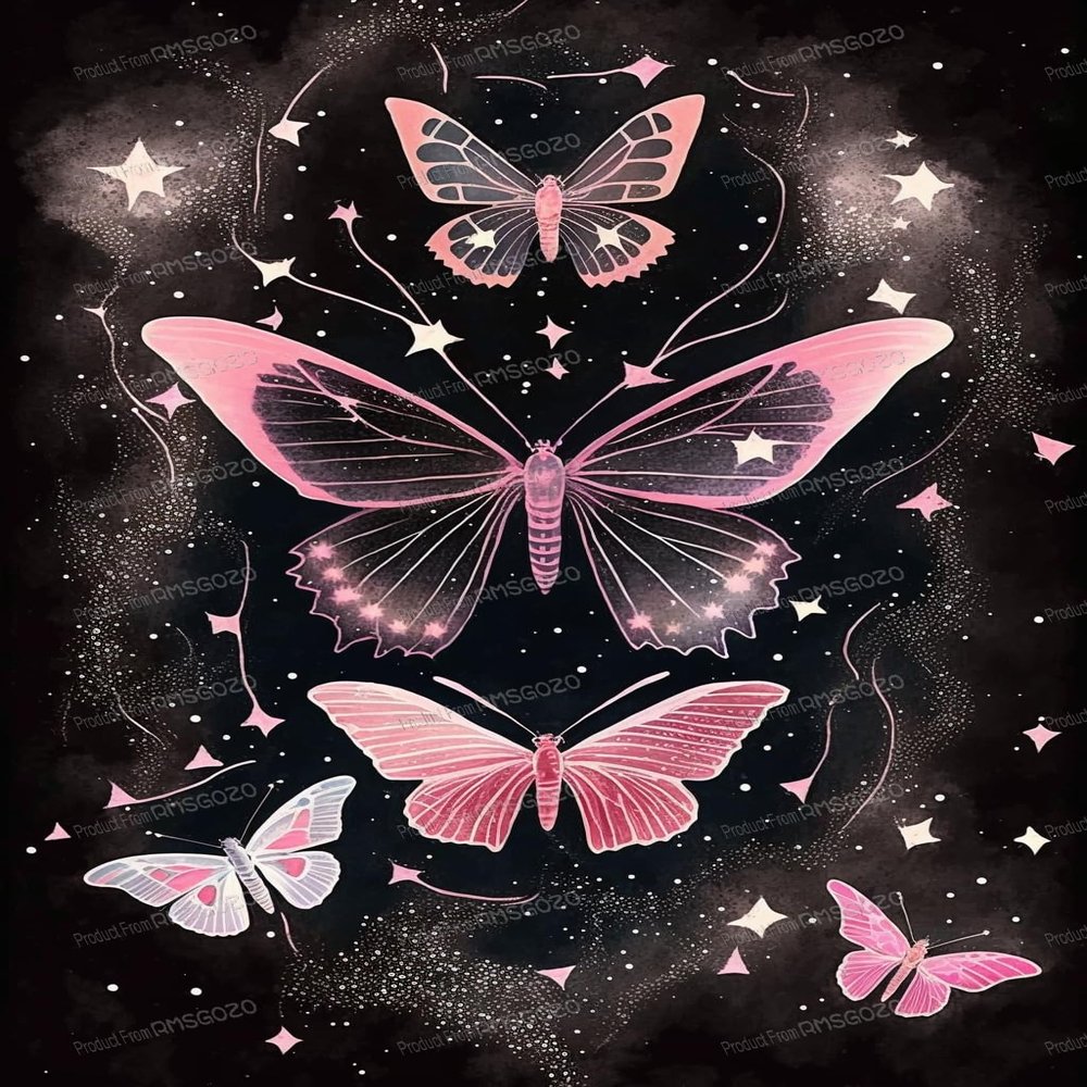 Starry Pink Butterfly 1000 Pieces Puzzles for Adults & Kids - Animal Jigsaw Puzzle - Alphabet On The Back - Stress Free for Beginners - Great for Parent-Child Interaction