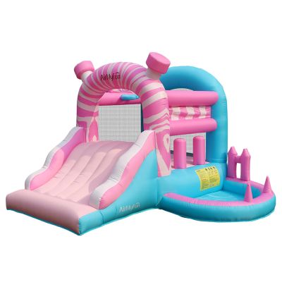 AirMyFun Pink Inflatbale Bounce House with Blower, Princess Bouncy Castle Inflatable Bouncer for Kids with Ball Pit and Wide Slide Indoor & Outdoor