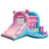 AirMyFun Pink Inflatbale Bounce House with Blower, Princess Bouncy Castle Inflatable Bouncer for Kids with Ball Pit and Wide Slide Indoor & Outdoor view 1