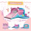 AirMyFun Pink Inflatbale Bounce House with Blower, Princess Bouncy Castle Inflatable Bouncer for Kids with Ball Pit and Wide Slide Indoor & Outdoor view 2
