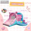 AirMyFun Pink Inflatbale Bounce House with Blower, Princess Bouncy Castle Inflatable Bouncer for Kids with Ball Pit and Wide Slide Indoor & Outdoor view 3