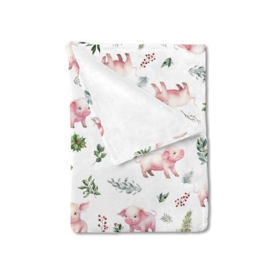 Hwmmbh Farm Pink Pigs Boho Leaves Baby Blanket for Boys Girls Baby Pigs Farm Animals Flannel Soft Receiving Blankets Swaddle Blanket Crib Nursery Bed Throws for Newborn Infant Babies 30x40