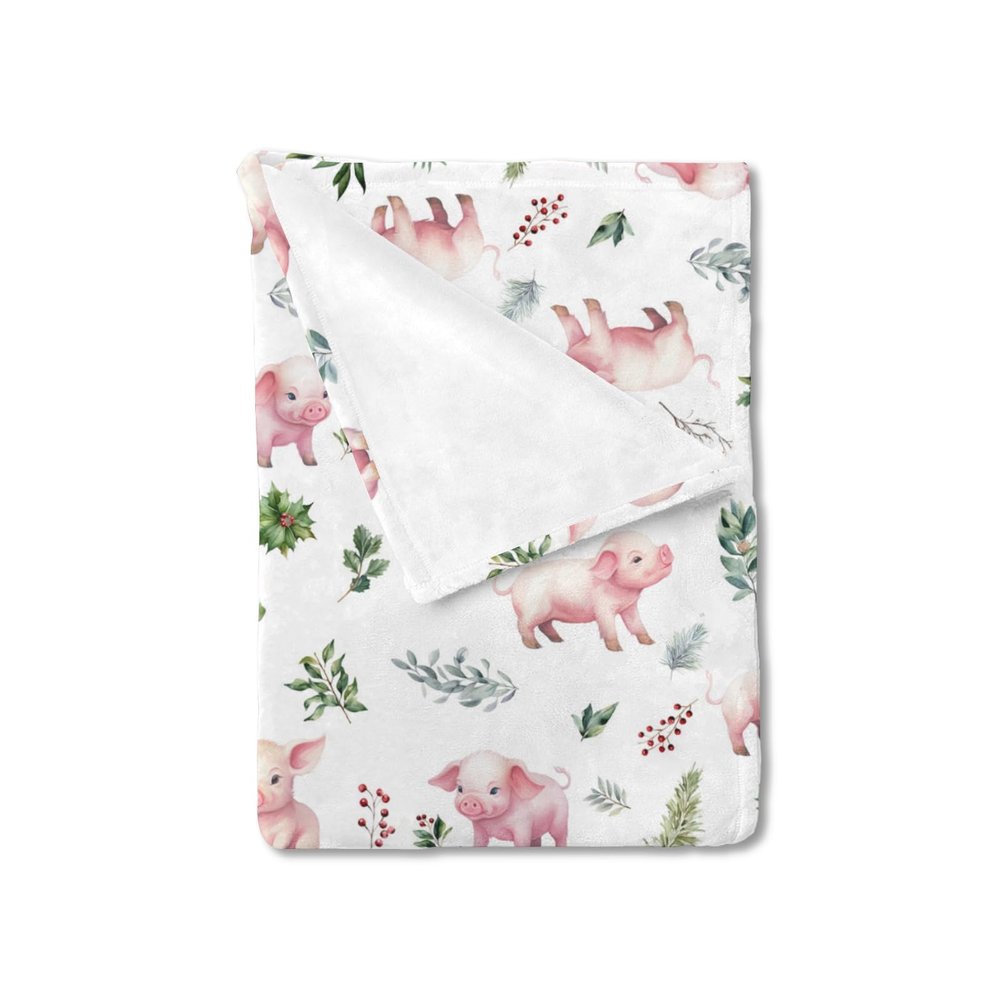 Hwmmbh Farm Pink Pigs Boho Leaves Baby Blanket for Boys Girls Baby Pigs Farm Animals Flannel Soft Receiving Blankets Swaddle Blanket Crib Nursery Bed Throws for Newborn Infant Babies 30x40