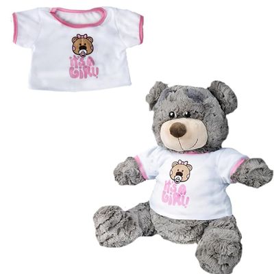 Its A Girl T Shirt for 6 to 10 Inch Stuffed Animals Plush Clothes Outfit Top Soft Dress Up Accessory Fits Teddy Bears Plushies Dolls