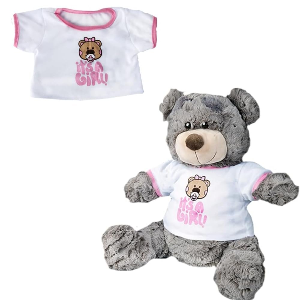Its A Girl T Shirt for 6 to 10 Inch Stuffed Animals Plush Clothes Outfit Top Soft Dress Up Accessory Fits Teddy Bears Plushies Dolls