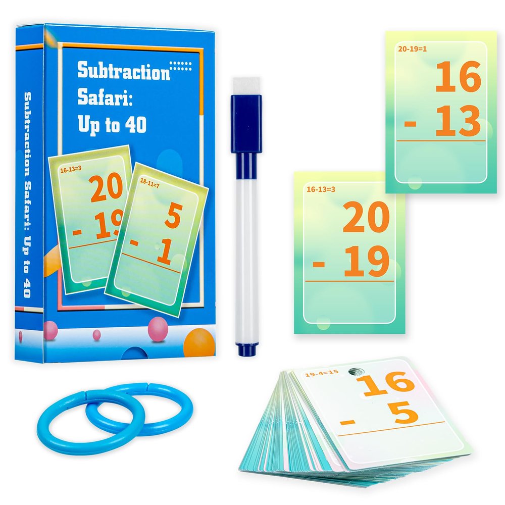 Alened Subtraction Flash Cards, Math Facts Flashcards 1-20, Math Manipulatives Games for Kindergarten, 1st, 2nd, 3rd, 4th, 5th, 6th Grade Kids Ages 4-12
