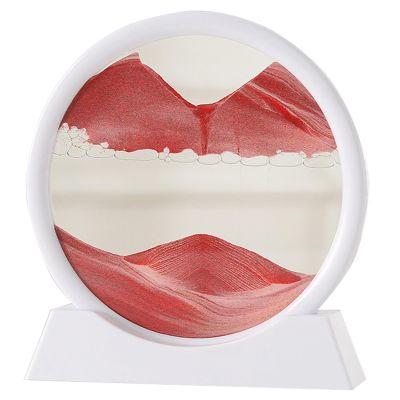 Fodalob Moving Sand Art Picture with White Frame, Dynamic Sand Picture, Desktop Liquid Motion Deep Sea Sandscape for Home Decor and Office (Color : Red, Size : 7")
