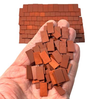 1:35th Scale Miniature Model Dollhouse + Diorama Roof/Wall Tiles Styrene Terracotta 250 per bag