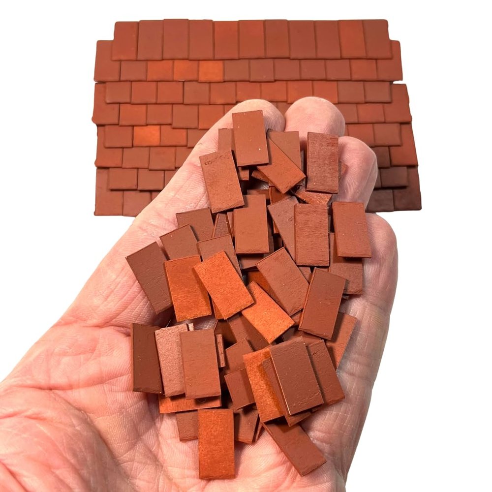 1:35th Scale Miniature Model Dollhouse + Diorama Roof/Wall Tiles Styrene Terracotta 250 per bag