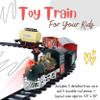 Kids Toy Train Holiday Giftset 16 PCS Rocky Mountain Train Set with Coal Cart, Tank Carriage - LED Light & Train Whistle Sound - 5 Train Cars 11 Rail Sections view 4