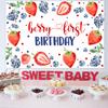 Berry Sweet One Birthday Party Decorations - Berry First Birthday Backdrop, Strawberry Blueberry Balloon Garland Arch Kit, Number 1 Foil Balloon for Baby Shower Fruit 1st Birthday Party Supplies view 3