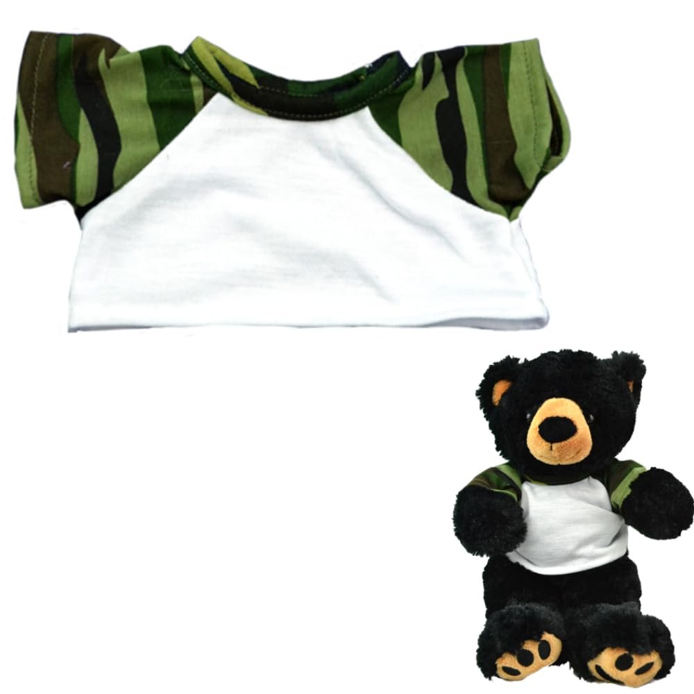 Camo SpecialTee T Shirt for 6 to 10 Inch Stuffed Animals Plush Clothes Outfit Top Soft Dress Up Accessory Fits Teddy Bears Plushies Dolls
