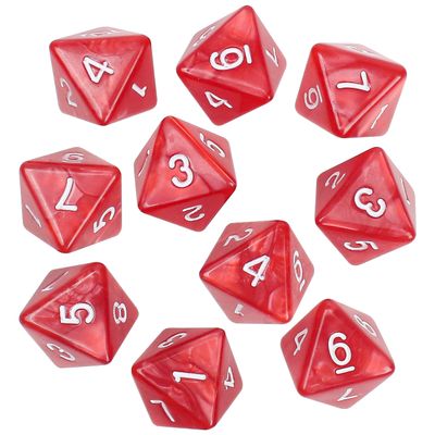 10Pcs 8 Sided Dice, D8 Assorted Polyhedral Dice Set with Numbers for Board Games DND RPG MTG Game Classroom Activities Party Table Gaming Fun, Mixed Assortment (Color: Red, 1 Inch)