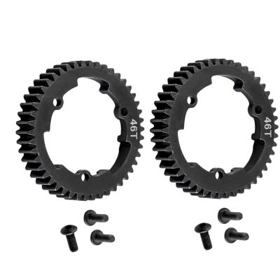 2pcs 6447 45#Steel 46T 1 Mod Hardened Steel Spur Gear for Traxxas 1/10 E-Revo 2.0 VXL 1/5 X-Maxx Maxx 1/7 XO-1 (46T) Upgrade Parts