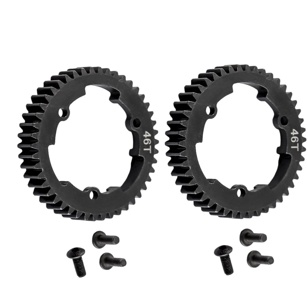 2pcs 6447 45#Steel 46T 1 Mod Hardened Steel Spur Gear for Traxxas 1/10 E-Revo 2.0 VXL 1/5 X-Maxx Maxx 1/7 XO-1 (46T) Upgrade Parts