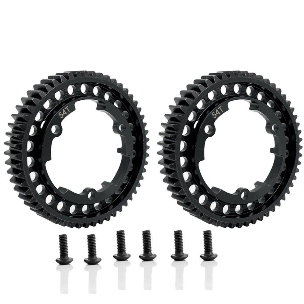 2pcs 6449 45#Steel 54T 1 Mod Hardened Steel Spur Gear for Traxxas 1/10 E-Revo 2.0 VXL 1/5 X-Maxx Maxx 1/7 XO-1 (54T) Upgrade Parts