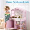 Best Choice Products Pretend Play Wooden Farmhouse Kitchen Set for Kids w/Toy Storage, Clicking Knobs, Windows, 5 Accessories Included - Beveled White view 2