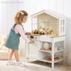 Best Choice Products Pretend Play Wooden Farmhouse Kitchen Set for Kids w/Toy Storage, Clicking Knobs, Windows, 5 Accessories Included - Beveled White view 4