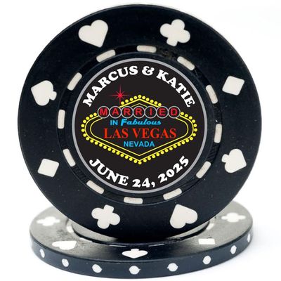 100 Custom Magnetic Wedding Poker Chips - Perfect for Your Vegas Wedding, Anniversary, Save The Dates, Bachelor or Bachelorette Parties