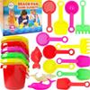 The Dreidel Company Mini Beach Day Playsets, 3.25" Sand Bucket Play Set Box Includes, Pail, Shovel, Rake, Sifter Scoop, Dolphin Fish Sand Trays Toy for Boys and Girls Birthday Party Favor (144-Pack) view 1