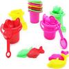 The Dreidel Company Mini Beach Day Playsets, 3.25" Sand Bucket Play Set Box Includes, Pail, Shovel, Rake, Sifter Scoop, Dolphin Fish Sand Trays Toy for Boys and Girls Birthday Party Favor (144-Pack) view 2