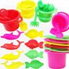 The Dreidel Company Mini Beach Day Playsets, 3.25" Sand Bucket Play Set Box Includes, Pail, Shovel, Rake, Sifter Scoop, Dolphin Fish Sand Trays Toy for Boys and Girls Birthday Party Favor (144-Pack) view 3